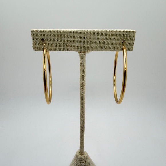 Vintage 14kt Yellow Gold 42mm round hoop earrings! - Picture 11 of 15